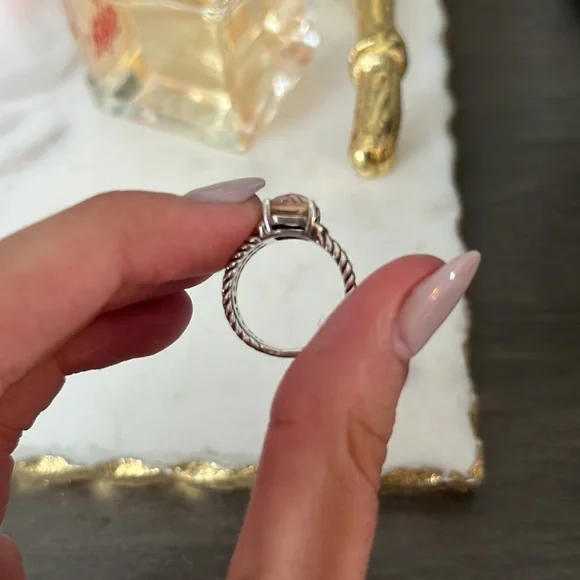 David Yurman Petite Wheaton Ring with Morganite and Pave Diamonds - Picture 8 of 9